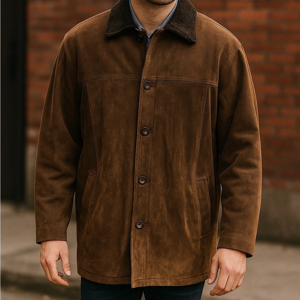 AVALANCHE Milan Soft Brown Suede Leather Jacket COAT Lined‎ Insulated Mens 2XL
